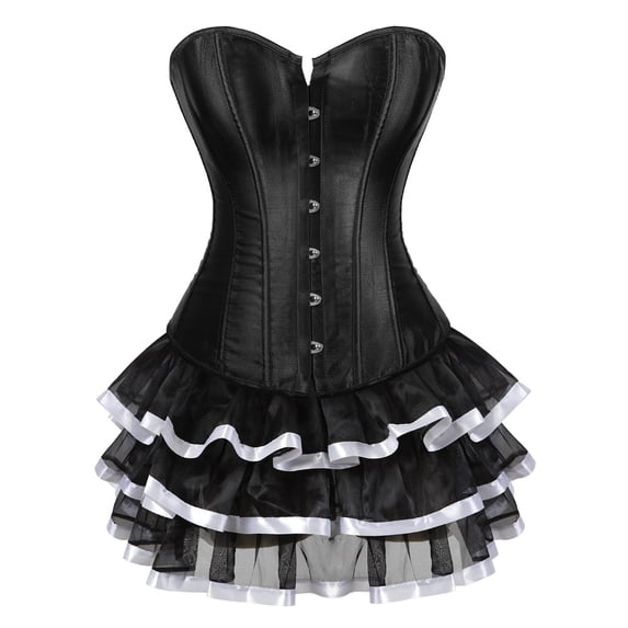 Basquts Corsets for Women Bustier 2 Pieces Basques Lingerie Goth Medieval Plus ...