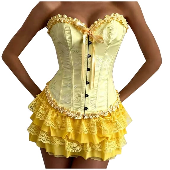 Corsets for Women Dress Top Skirt Set Bustier Lingerie Plus Size Vintage Burlesque Renaissance