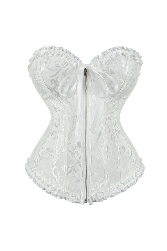 Corsets for Women Overbust Corset Bustiers Top Women Lace Up Lingerie Plus Size White 3XL
