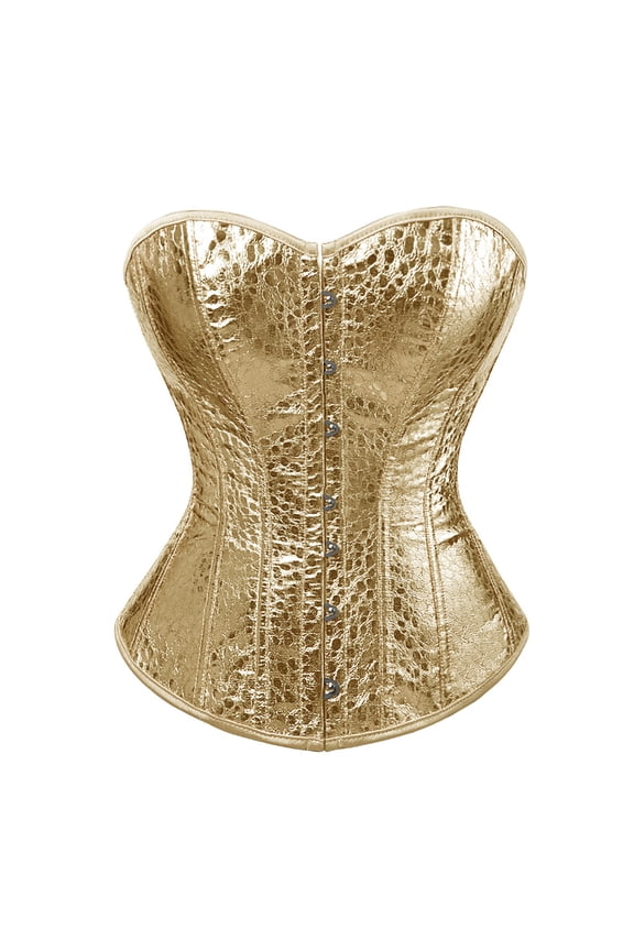 Corsets for Women Steampunk Gothic Corset Bustier with Zipper Plus Size Gold 3XL