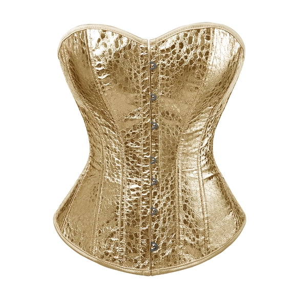 Corsets for Women Steampunk Gothic Corset Bustier with Zipper Plus Size Gold XL