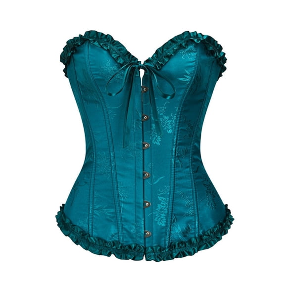 Corsets for Women Tight Lace Up Slim Fit Ruffles Halloween Cosplay Costume Tummy Control Bustier Boned Body Shaper for Women A XL