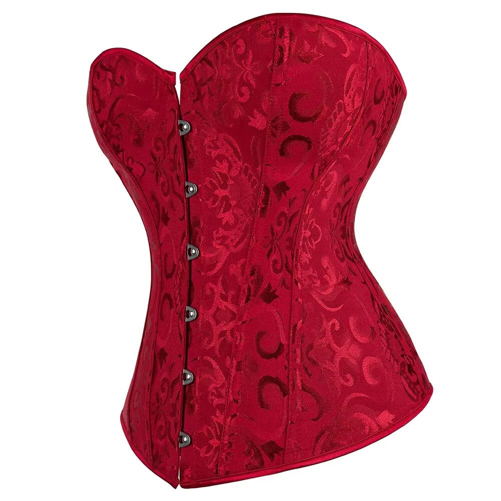 Red Basque Set Corsets for Women Top Lingerie Bustier Overbust Lace up Classic Basques ...
