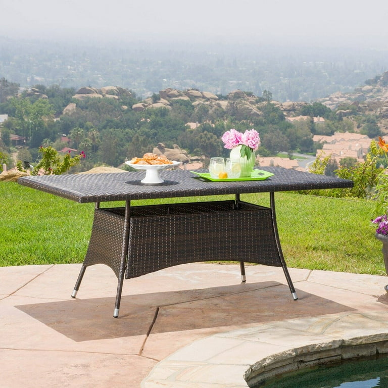 Christopher Knight Home Corsica Outdoor Wicker Rectangle Dining Table ONLY by 69.00 L x 38.00 W x 28.50 H Brown