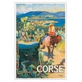 thumbnail image 1 of Corsica (Corse) France - Paris-Lyon-Mediterrannee (PLM) French Railroad - Vintage Railroad Travel Poster by David Dellepiane c.1920 - Master Art Print (Unframed) 12in x 18in, 1 of 4