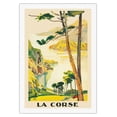 thumbnail image 1 of Corsica (La Corse) - France - Paris-Lyon-Mediterrannee (PLM) French Railroad - Vintage Railroad Travel Poster by Lucien Peri c.1932 - Fine Art Rolled Canvas Print 27in x 40in, 1 of 4