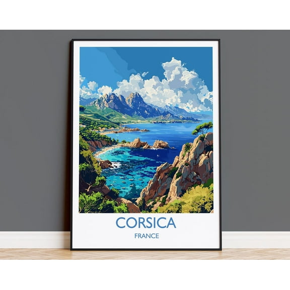 Corsica Travel Print Wall Art, Travel Poster of Corsica , Corsica Art Lovers Gift, France, French Art Gift, 12x18 UNFRAMED