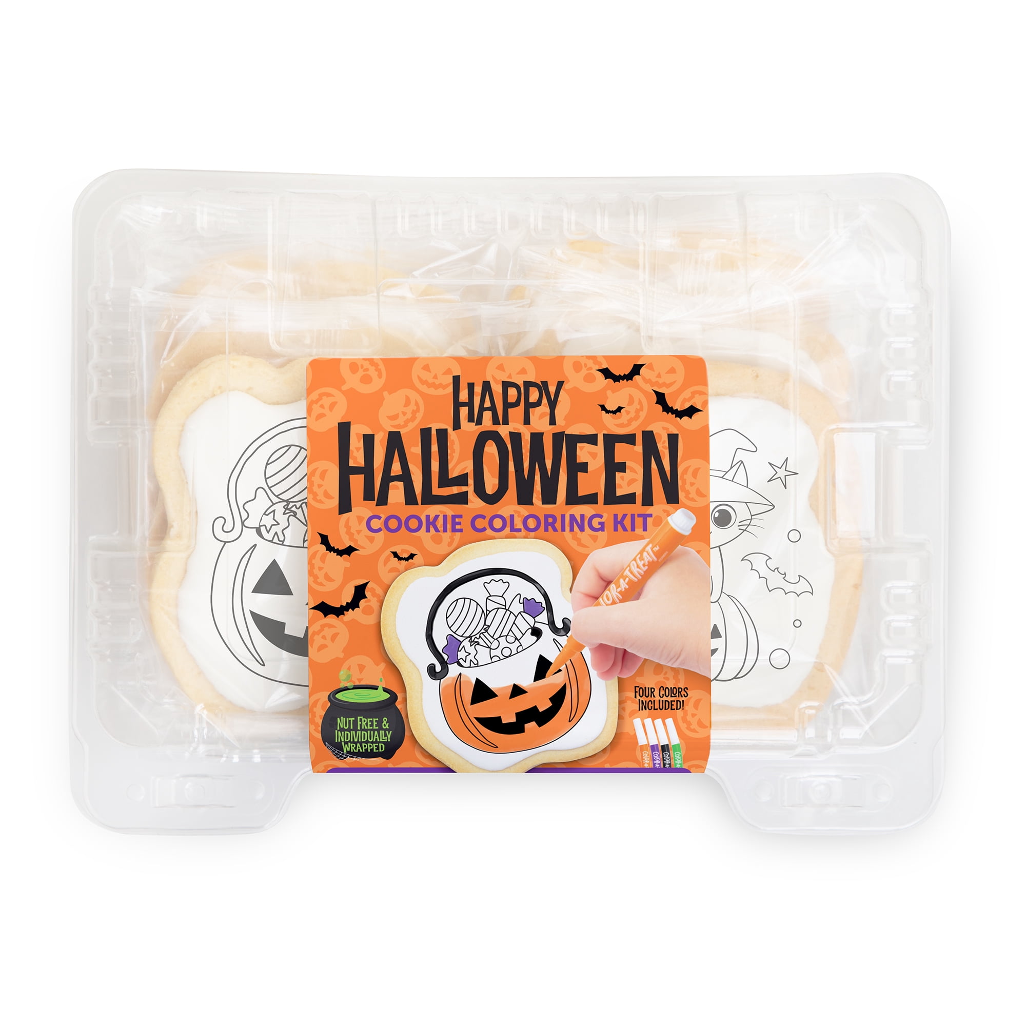 Corso's Cookies Color-a-Treat™ Happy Halloween Cookie Coloring Kit, 12 oz. , 6 Pre-Baked Cookies and 4 Edible Food Coloring Markers, Baked