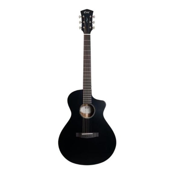 Cort Guitars COREMCBTSG-U CORE-MC Ovangkol Acoustic-Electric Guitar with Gig Bag, Black Top Semi Gloss