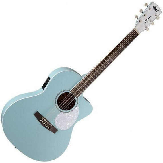 Cort Guitars Mahogany Top Back & Side Jade Pastel Guitar with Bag, Sky Blue