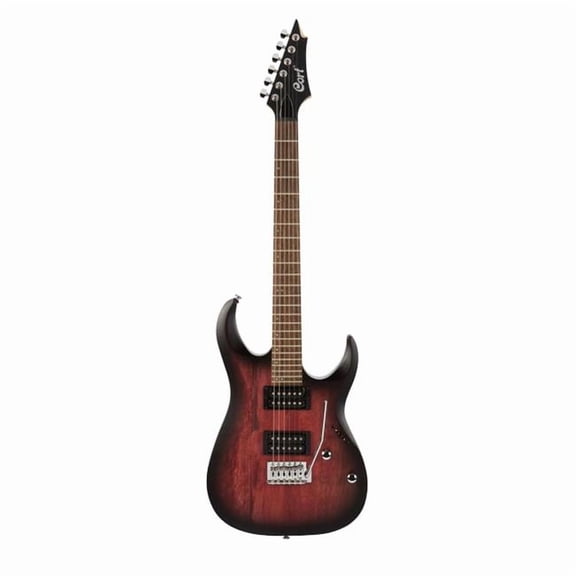 Cort X100OPBB X Series 100 Double Cutaway Electric Guitar. Open Pore Black Cherry Burst