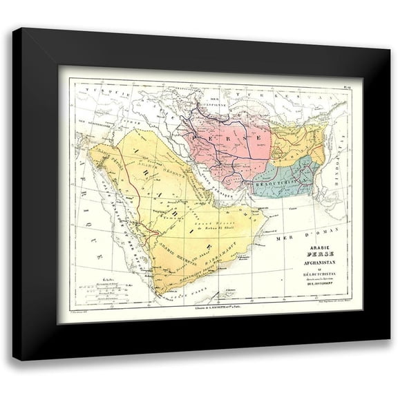 Cortambert 14x12 Black Modern Framed Museum Art Print Titled - Middle East Arabia Persia Pakistan Afghanistan