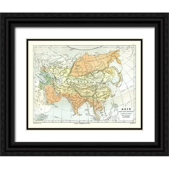 Cortambert 14x12 Black Ornate Wood Framed with Double Matting Museum Art Print Titled - Asia Mongolian Empire - Cortambert 1880