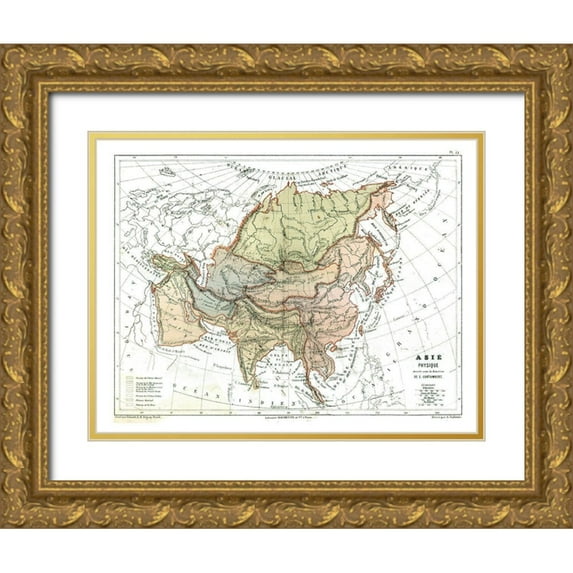 Cortambert 14x12 Gold Ornate Wood Framed with Double Matting Museum Art Print Titled - Physical of Asia - Cortambert 1880