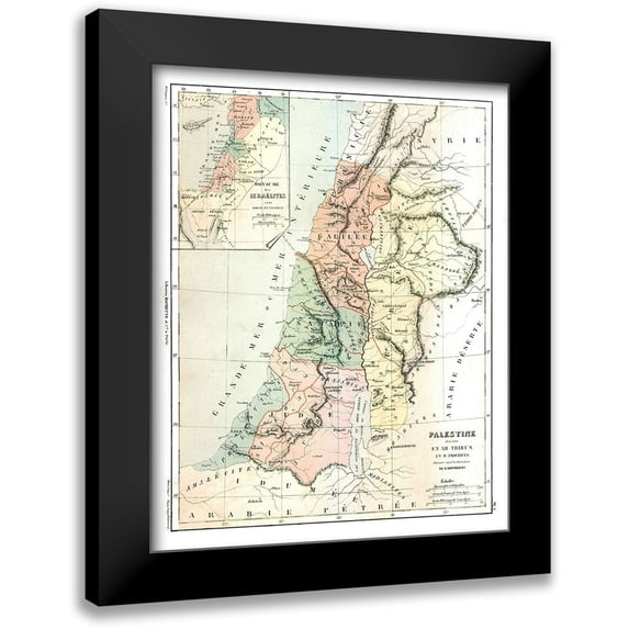 Cortambert 20x24 Black Modern Framed Museum Art Print Titled - Middle East Palestine Kingdom of Israel