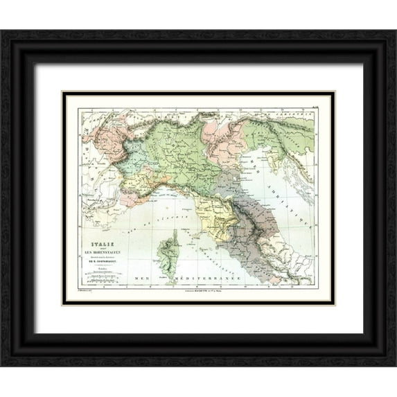 Cortambert 24x19 Black Ornate Wood Framed with Double Matting Museum Art Print Titled - Hohenstaufen Dynasty Italy - Cortambert 1880