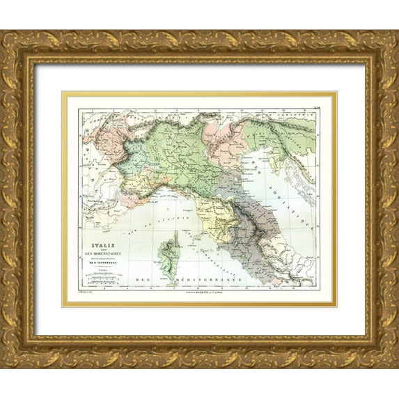 Cortambert 24x19 Gold Ornate Wood Framed with Double Matting Museum Art Print Titled - Hohenstaufen Dynasty Italy - Cortambert 1880