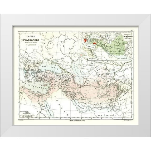Cortambert 24x20 White Modern Wood Framed Museum Art Print Titled - Alexanders Empire - Cortambert 1880