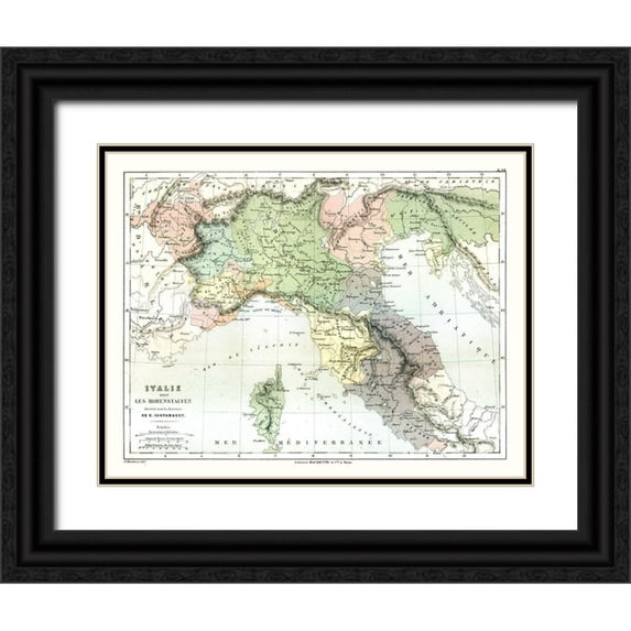 Cortambert 32x26 Black Ornate Wood Framed with Double Matting Museum Art Print Titled - Hohenstaufen Dynasty Italy - Cortambert 1880
