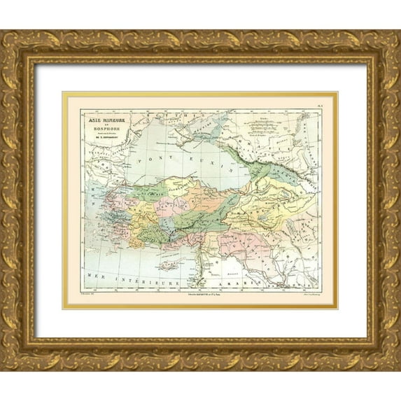 Cortambert 32x26 Gold Ornate Wood Framed with Double Matting Museum Art Print Titled - Asia Minor Bosphorus - Cortambert 1880