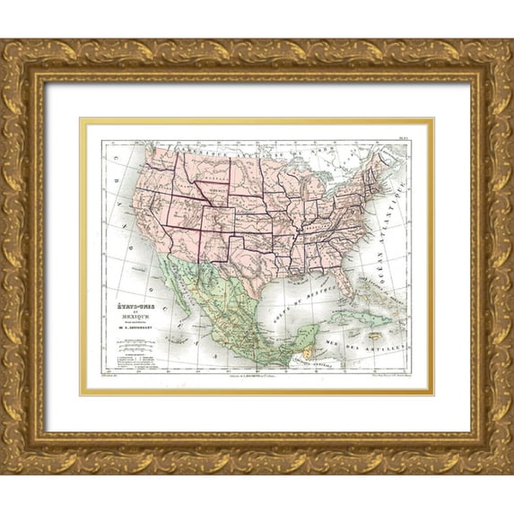 Cortambert 32x26 Gold Ornate Wood Framed with Double Matting Museum Art Print Titled - North America United States Mexico