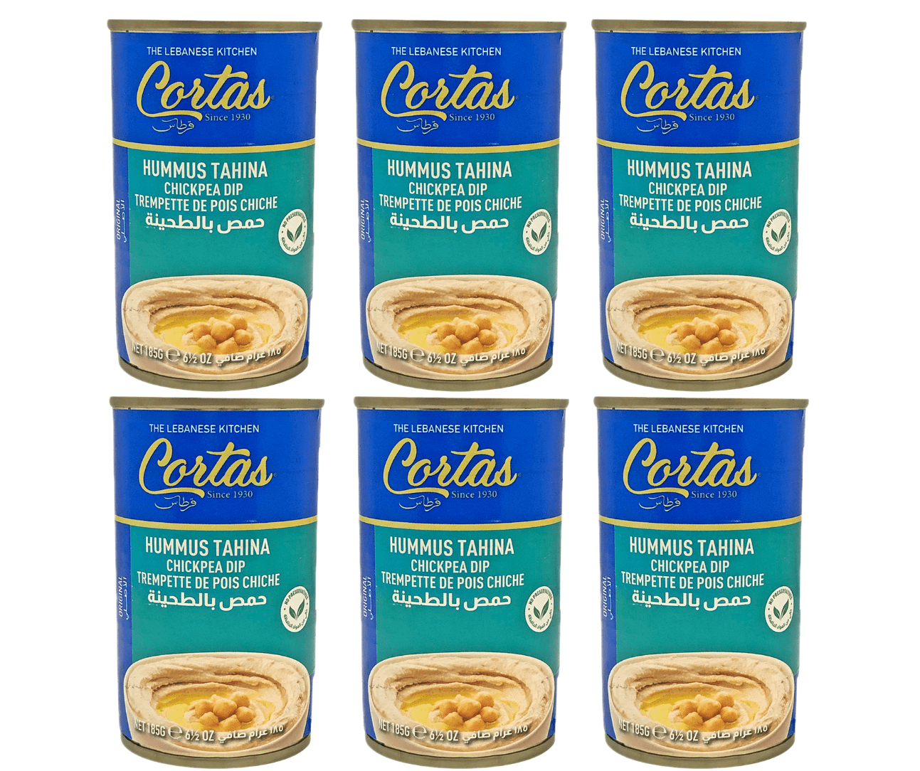 Cortas Hummus Tahina Chickpea Dip (6.5 oz) Pack of 6