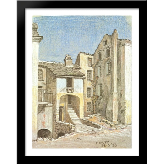 Corte, Corsica 28x36 Large Black Wood Framed Print Art by M.C. Escher