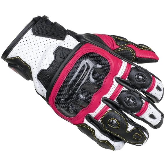 Cortech APEX V1 ST Womens Leather Motorcycle Gloves Red/Black LG
