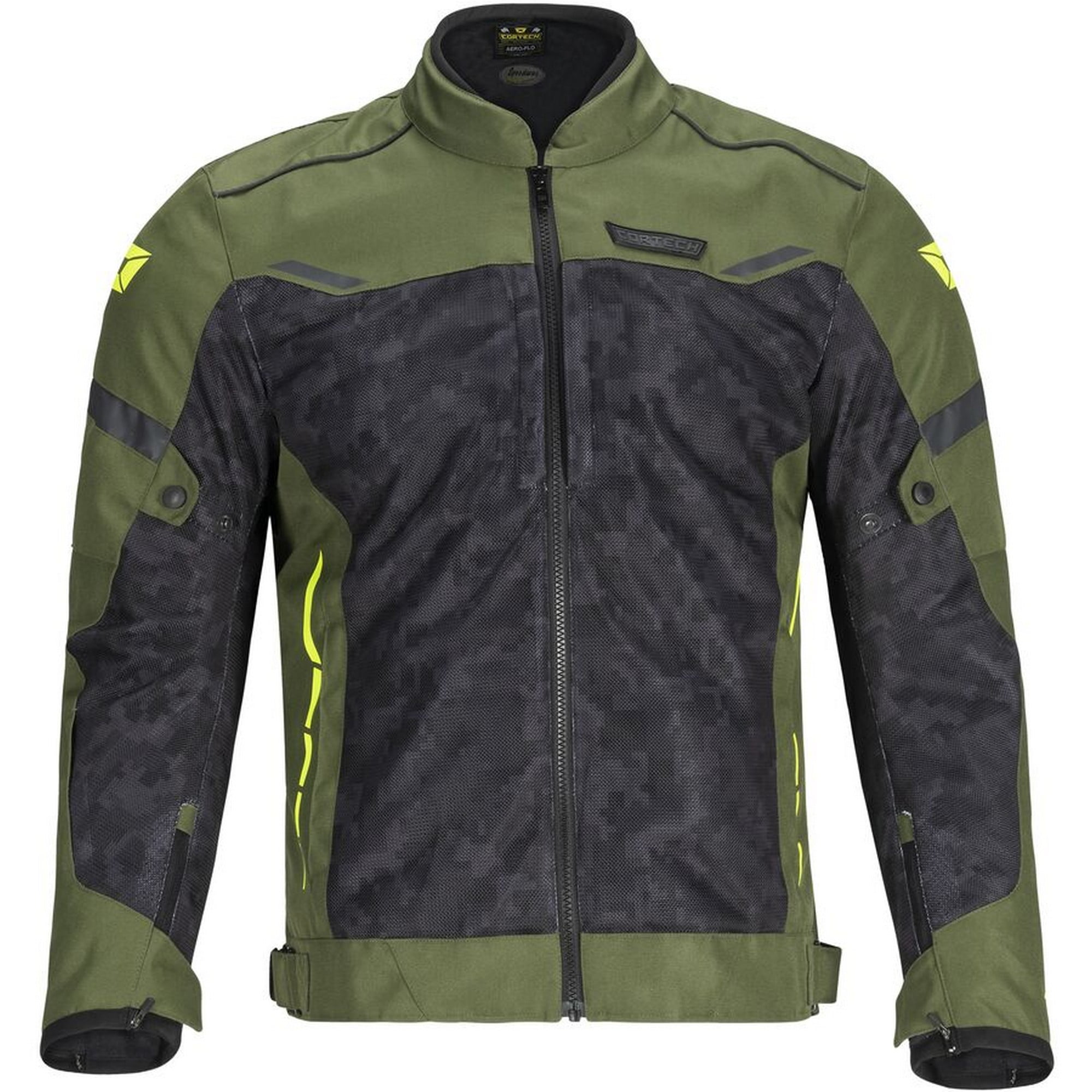 Cortech Aero-Flo Air Mens Textile Motorcycle Jacket Olive/Camo/Hi