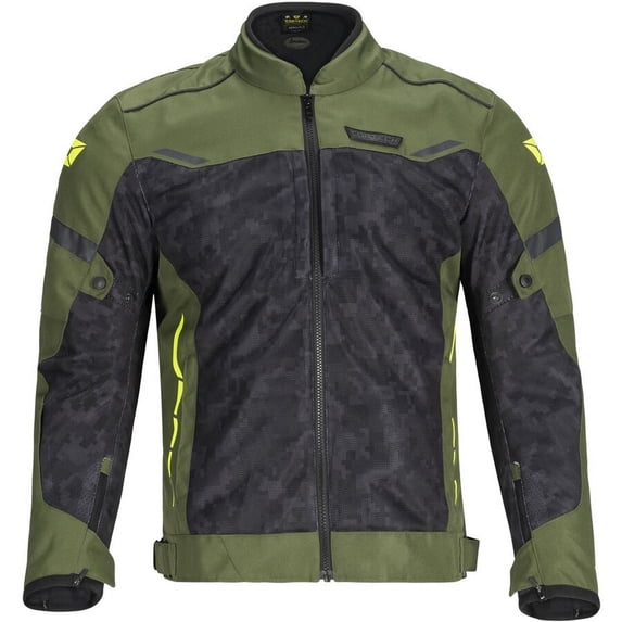 Cortech Aero-Flo Air Mens Textile Motorcycle Jacket Olive/Camo/Hi-Viz MD