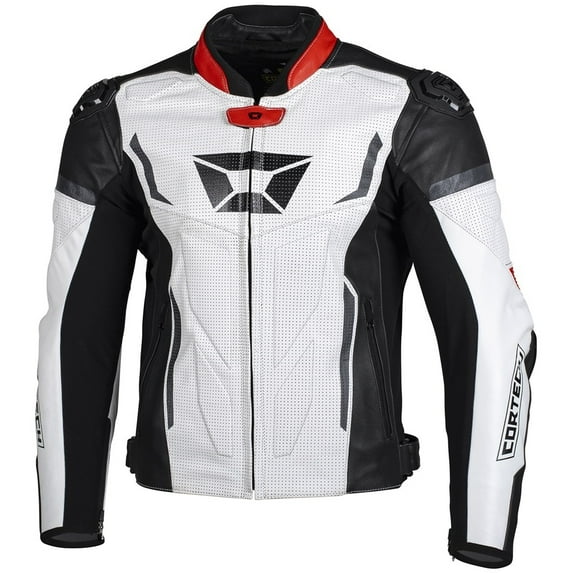Cortech Apex Mens Leather Motorcycle Jacket Red/White/Black XXL