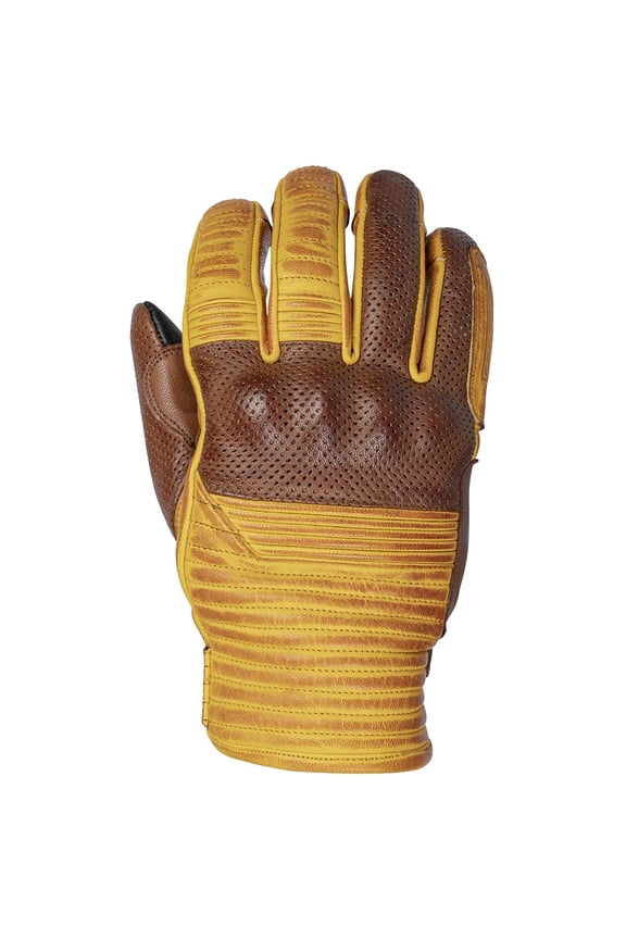 Bully Mens Leather Motorcycle Gloves Gold/Brown 3XL