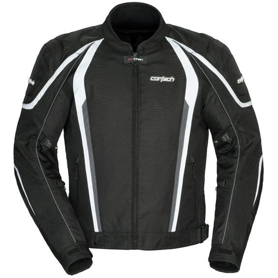 Cortech GX-Sport 4.0 Mens Textile Motorcycle Jacket Black/White MD
