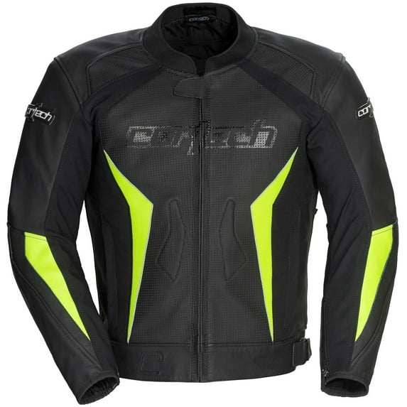 Cortech Latigo 2.0 Leather Jacket Black/Hi-Viz Yellow MD