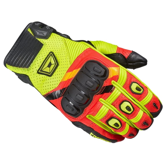 Cortech Manix ST Mens Leather Motorcycle Gloves Red/Hi-Vis SM