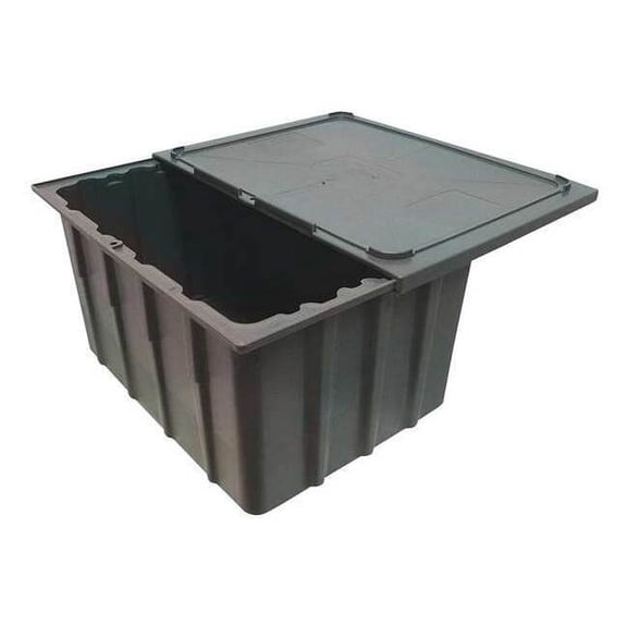 Stack & Nest Storage Container, 11.2 gal, 23 in L x 17-1/2 in W x 8-1/2 in H, Gray, Polypropylene