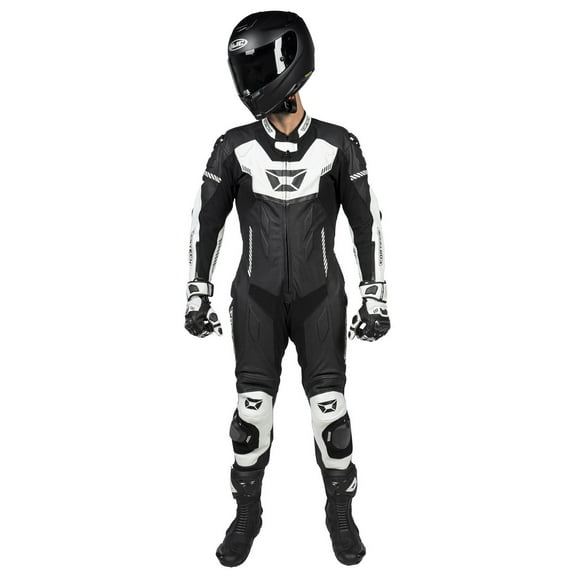 Cortech Revo Sport Air Mens Leather Motorcycle 1-Pc Suit Black/White XL