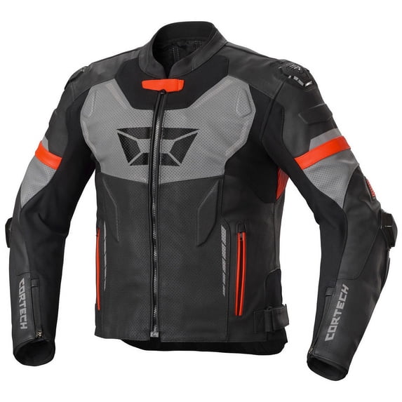Cortech Revo Sport Air Mens Leather Motorcycle Jacket Red/Gray SM