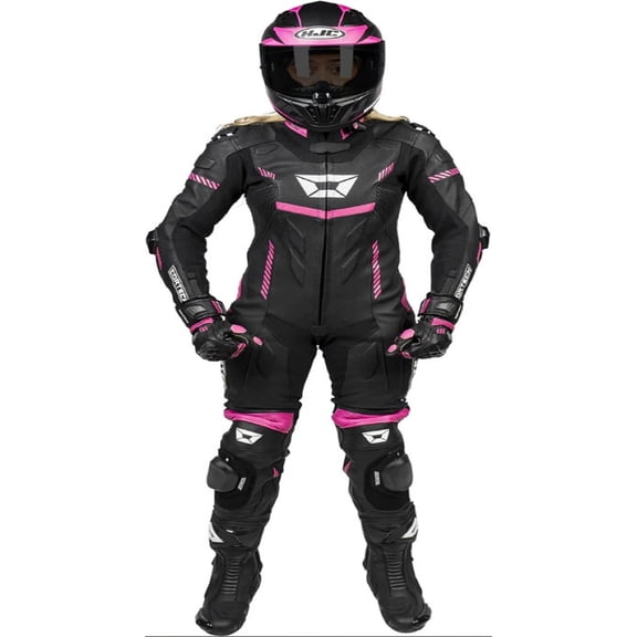 Cortech Revo Sport Air Womens Leather Motorcycle 1-Pc Suit Black/Pink MD