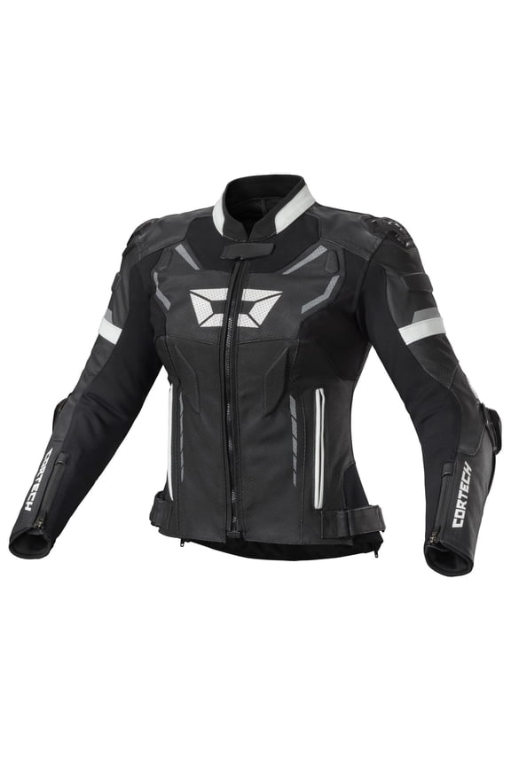 Revo Sport Air Womens Leather Motorcycle Jacket Black/White XS