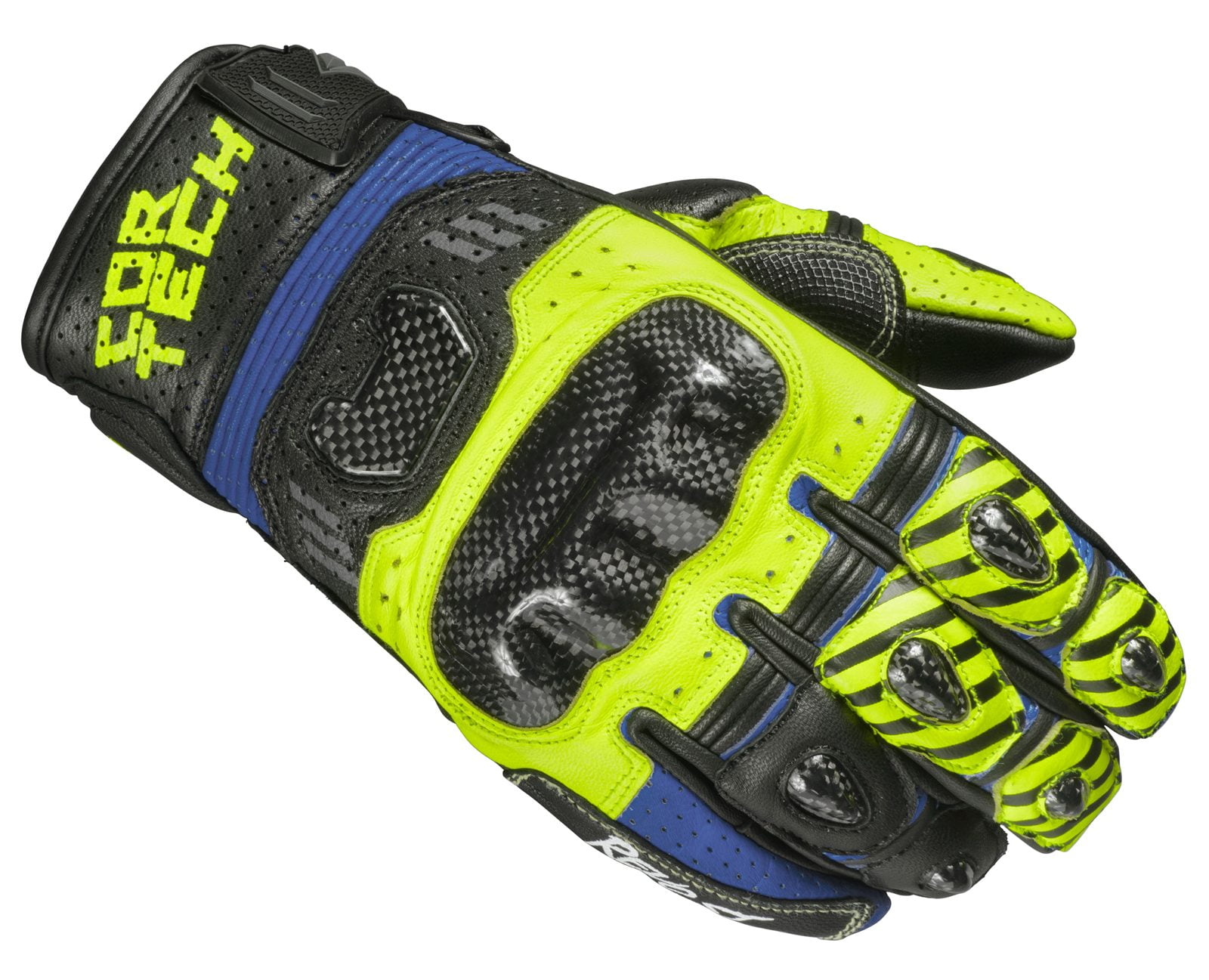 Cortech Revo Sport ST Mens Leather Motorcycle Gloves Blue/Hi-Vis XXL