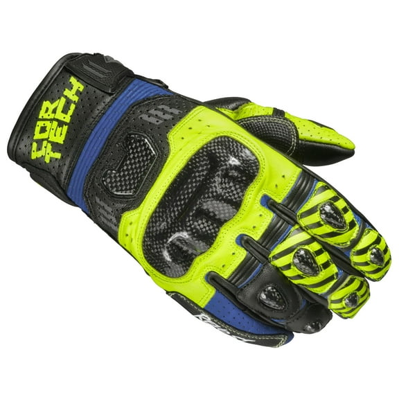 Cortech Revo Sport ST Mens Leather Motorcycle Gloves Blue/Hi-Vis XXL
