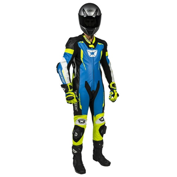 Cortech Sector Pro Air Mens Leather Motorcycle 1-Pc Suit Blue/Hi-Vis SM