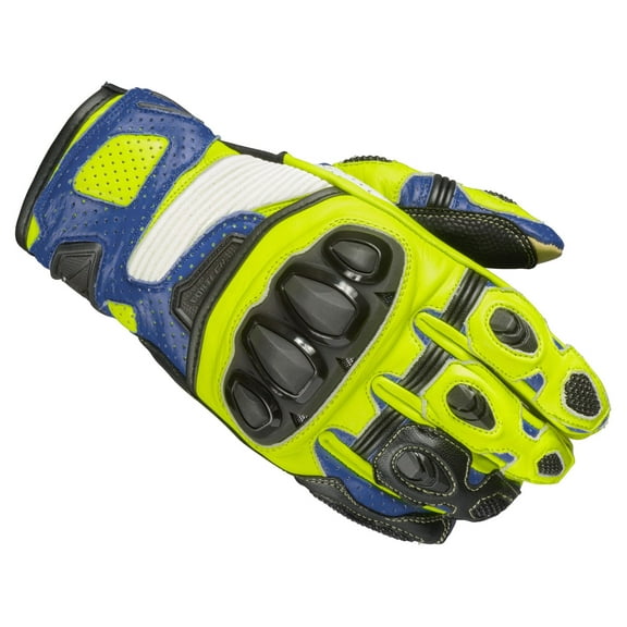 Cortech Sector Pro ST Mens Leather Motorcycle Gloves Blue/Hi-Vis XXL