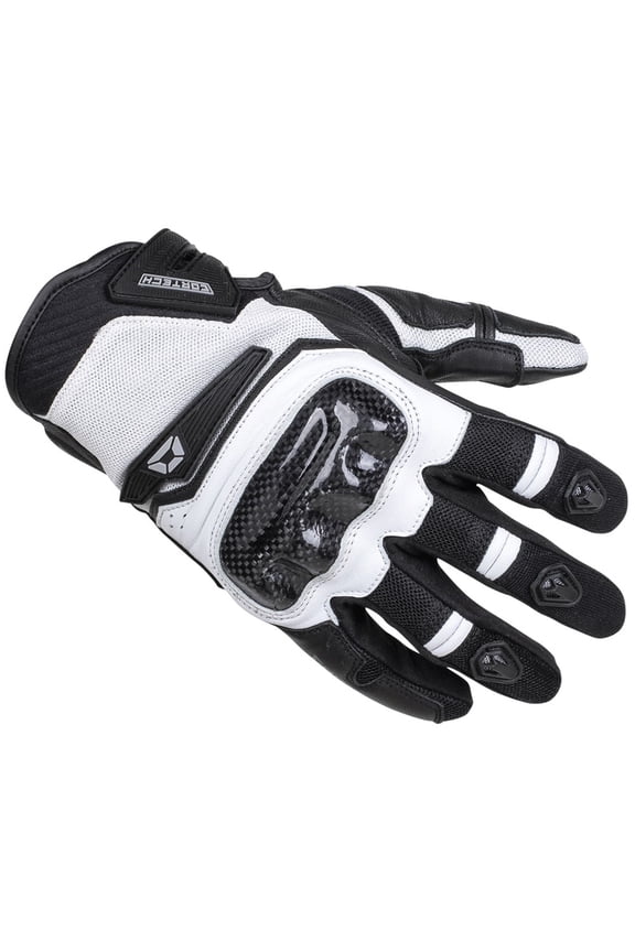 Sonic Flo Mens Leather/Textile Motorcycle Gloves Black/White LG