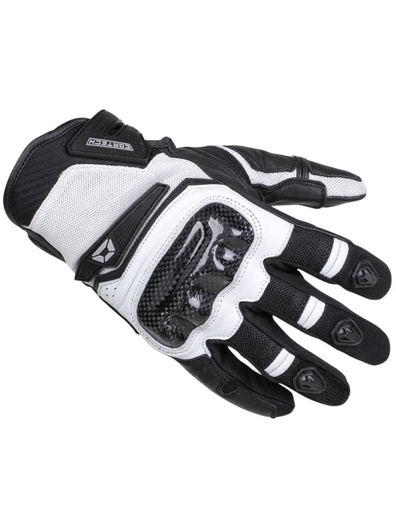 Sonic Flo Mens Leather/Textile Motorcycle Gloves Black/White XXL