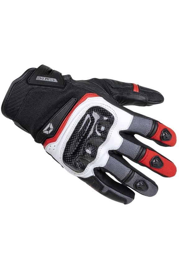 Sonic Flo Mens Leather/Textile Motorcycle Gloves Red/White LG