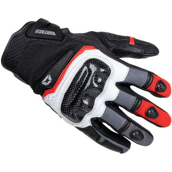 Cortech Sonic Flo Mens Leather/Textile Motorcycle Gloves Red/White XL