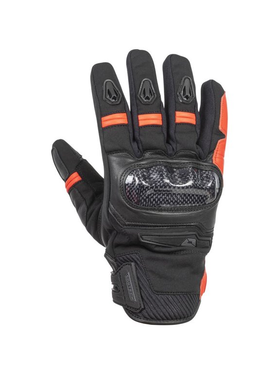 Super-Sonic Mens Motorcycle Gloves Black/Fluorescent Red LG