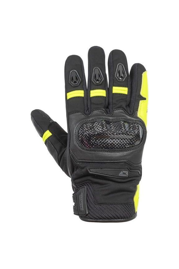 Super-Sonic Mens Motorcycle Gloves Black/Hi Vis LG
